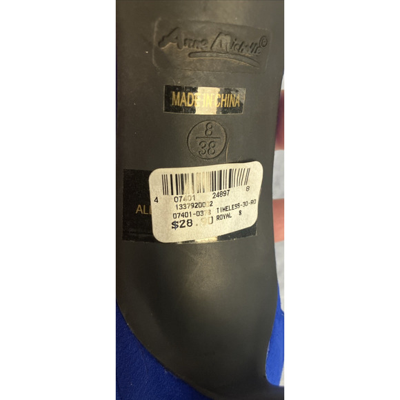 Anne Michelle Size 8 Royal Blue Faux Diamonds Open Toe High Heels Ankle Strap - Picture 5 of 16